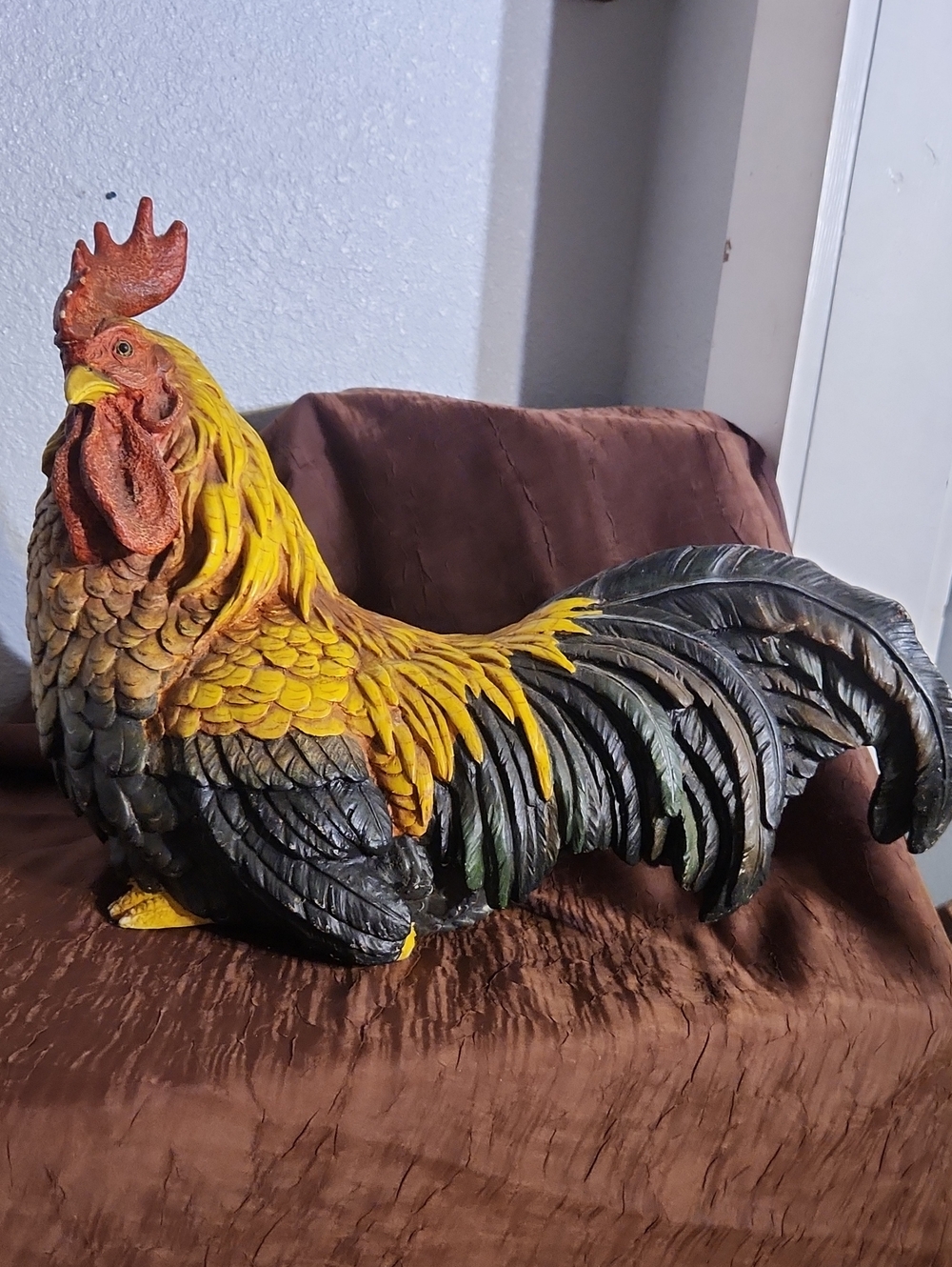 Decorative Yellow and Black Rooster Figurine - Home Accents